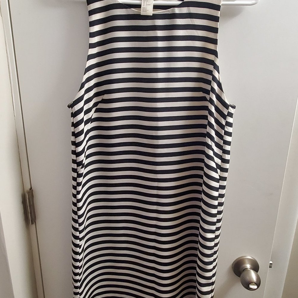H&M Black and White Striped Sheath Dress